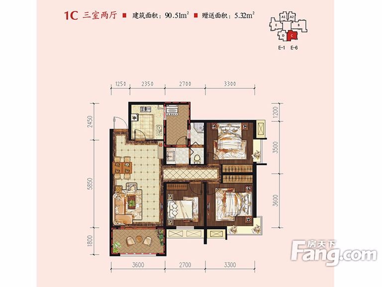 西安中華世紀(jì)城馬上90平三居室-新中式風(fēng)格